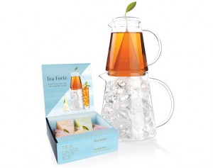 A unique double pitcher to make perfect, gourmet ice tea.